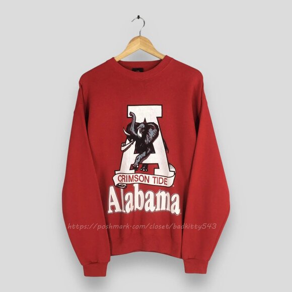 Vintage 90s Alabama Crimson Tide NCAA Red Sweatshirt Alabama Crimson Tide Print - Picture 1 of 2